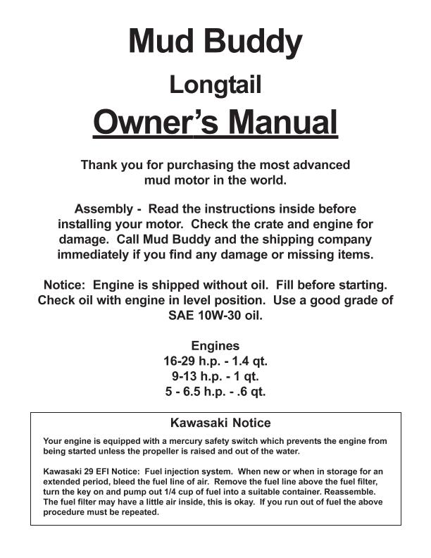 Mud Buddy Longtail Owners Manual