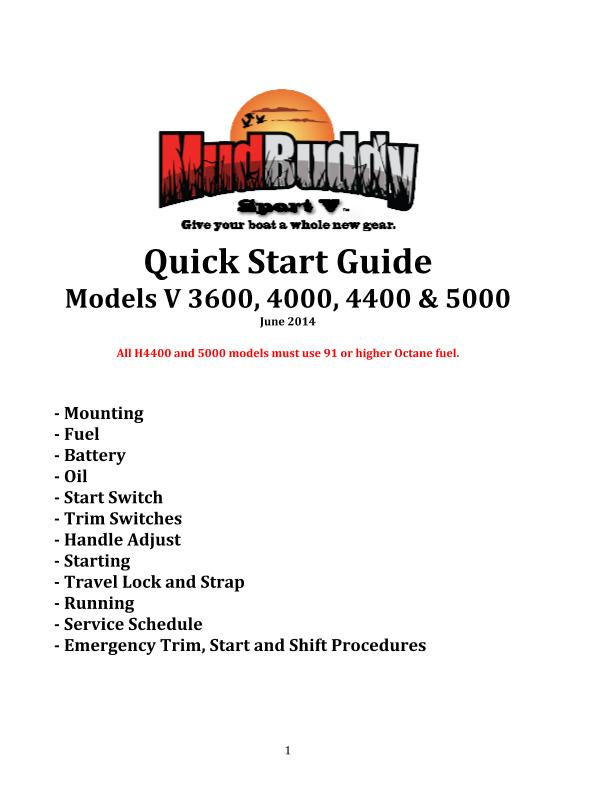 Mud Buddy Sport V Owners Manual